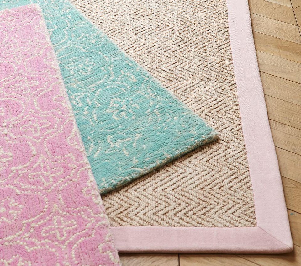 Chenille Jute Thick Solid Border Rug Pottery Barn Kids AU